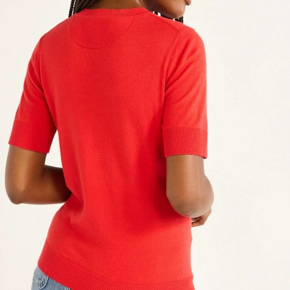 Free Assembly Women’s Cozy Yarn Shrunken Sweater Tee with Short Sleeves - Picture 2 of 4